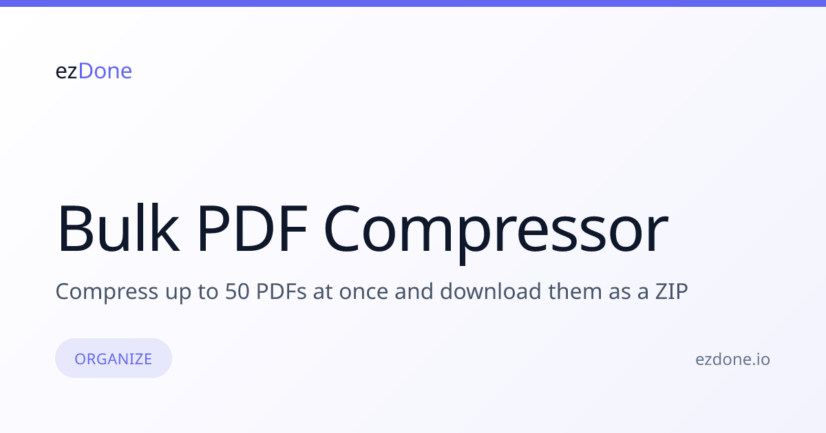Bulk PDF Compressor — Compress Multiple PDFs Free